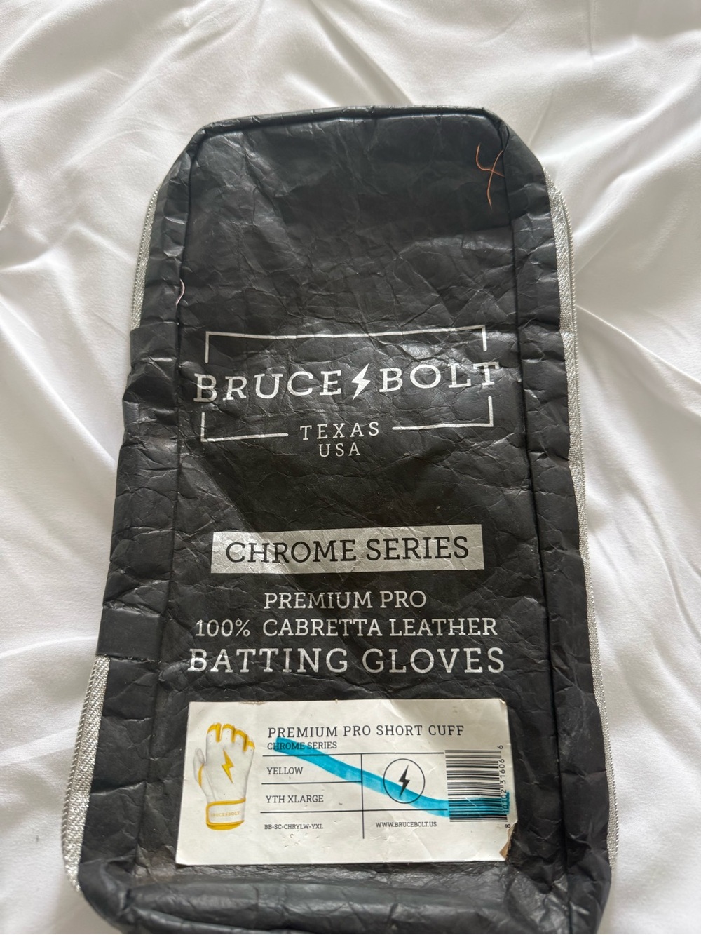 Bruce Bolt Kids Chrome Series Short Cuff Batting Mittens - Yellow - Picture 4 of 5